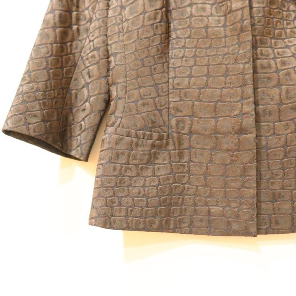 MAX MARA Blazer jacket animal print brown metallic snap office Italy designer 8 - Picture 10 of 13